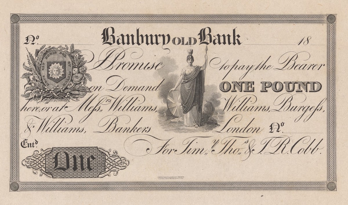 Banbury Old Bank one pound note 1820 1829