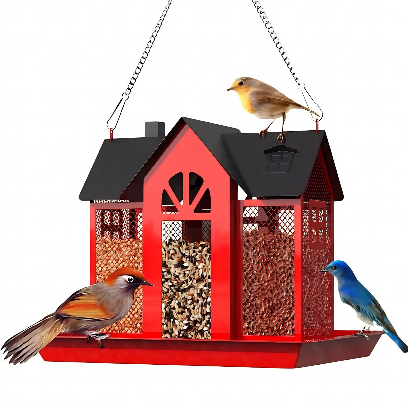 Geometric Metal Birdhouse for Hanging