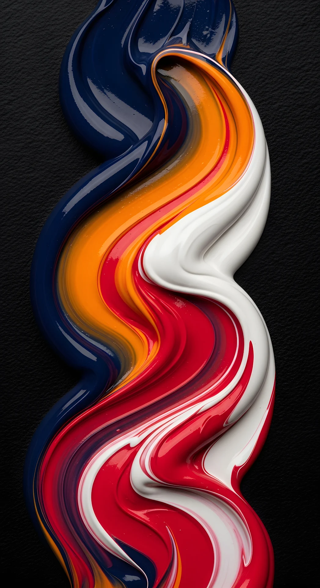 Macro Abstract of Thick Oil Paint Swirls in Navy, Orange, Red, and White - Free 4K mobile Wallpaper