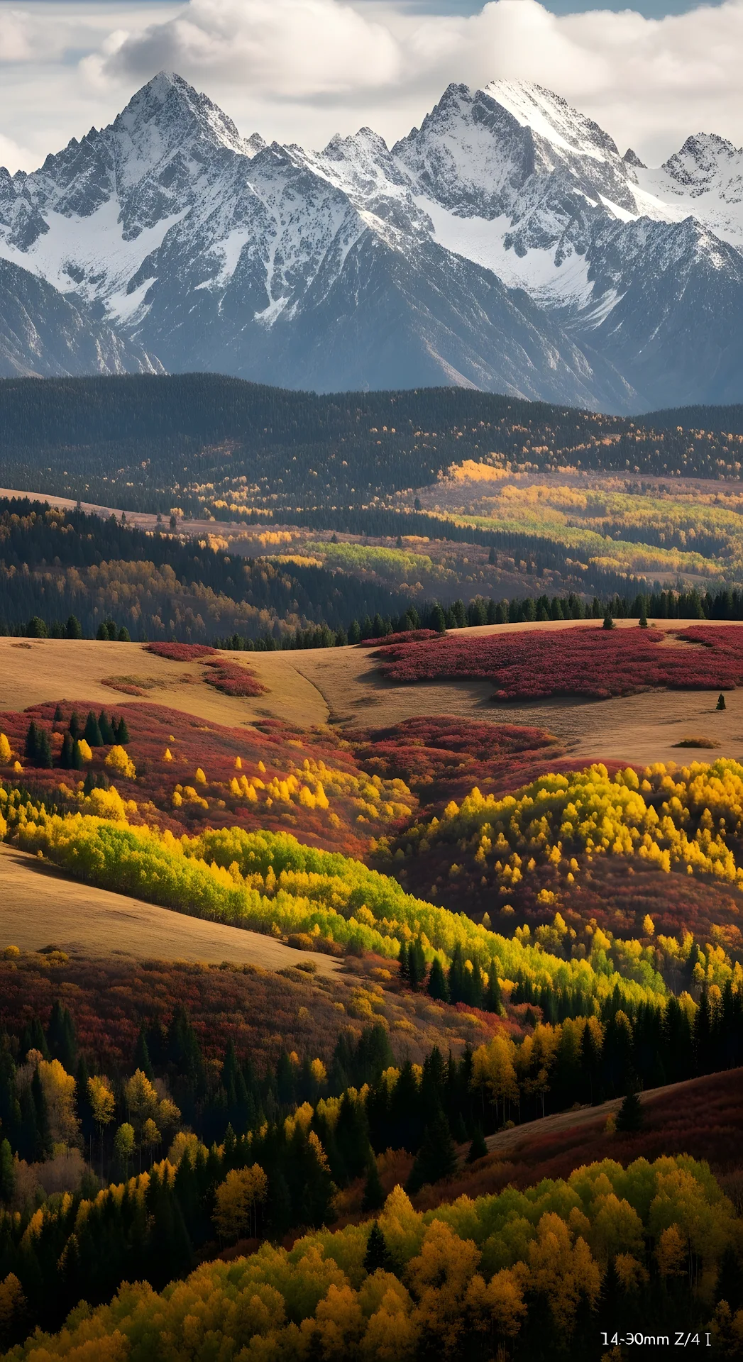 Autumn Foothills and Snow-Capped Rockies Landscape - Free 4K mobile Wallpaper