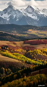 Autumn Foothills and Snow-Capped Rockies Landscape