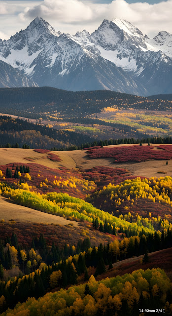 Autumn Foothills and Snow-Capped Rockies Landscape - Free mobile Wallpaper