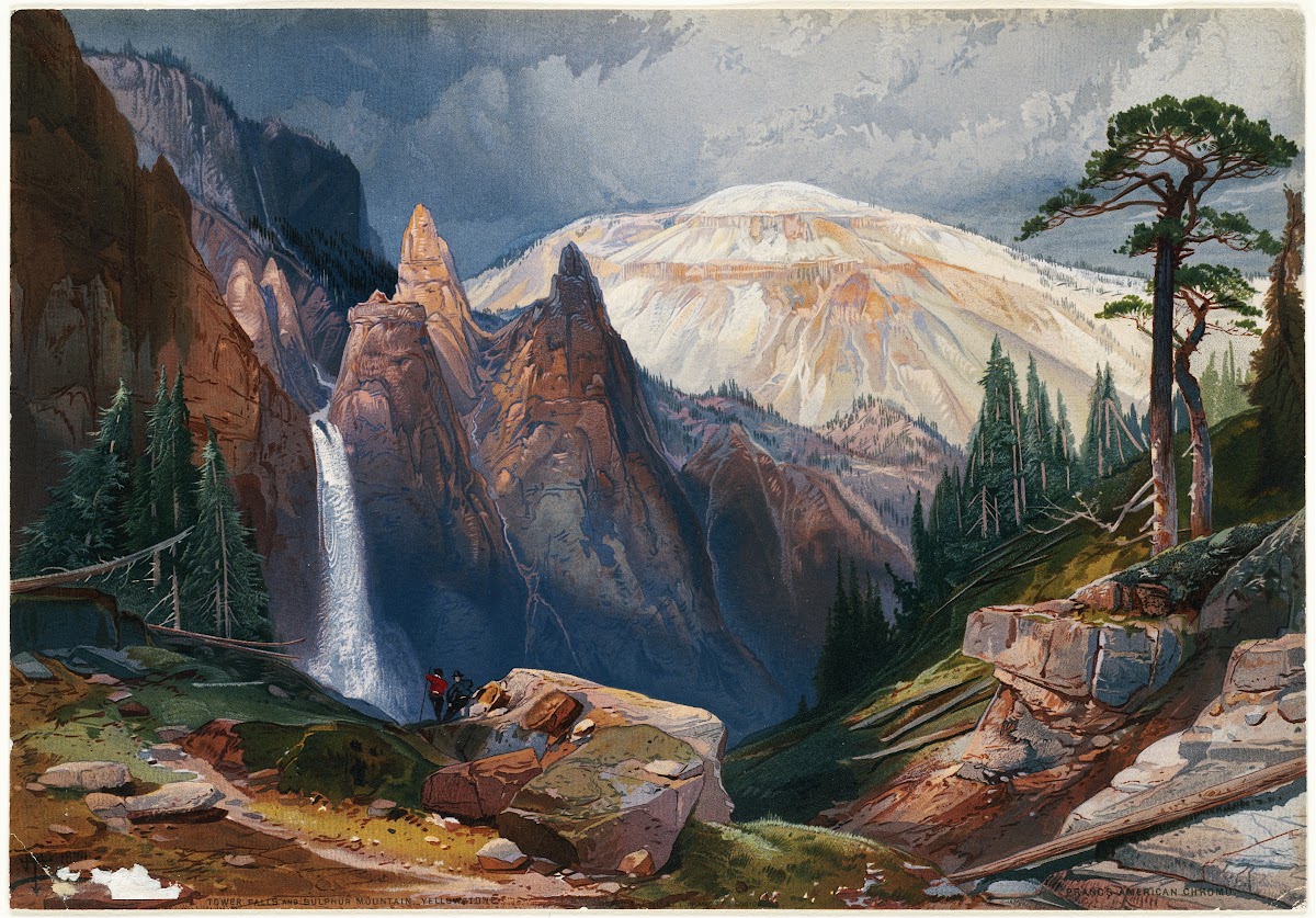Tower Falls and Sulphur Mountain Yellowstone ca 1875