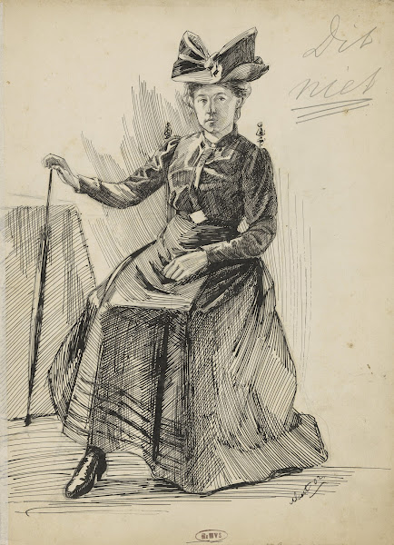 Portret van een zittende vrouw met wandelstok 1902