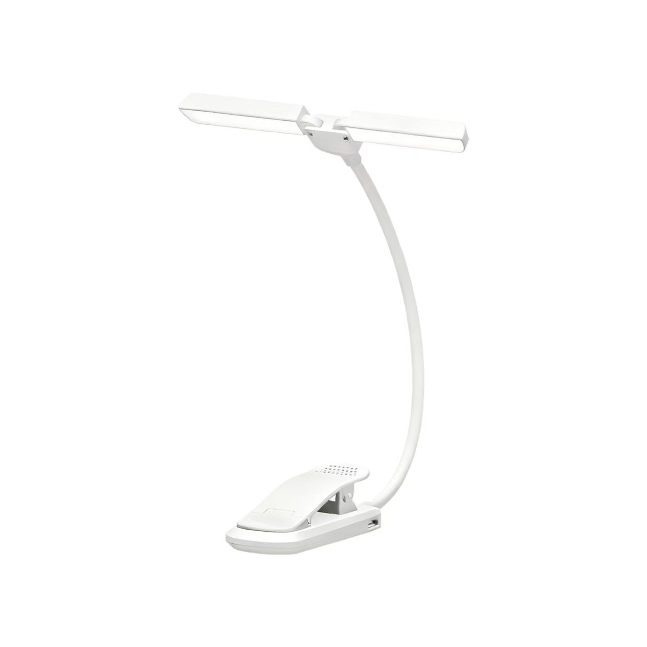 Dual-Head Reading Lamp with Clip, Dimmable, USB-C