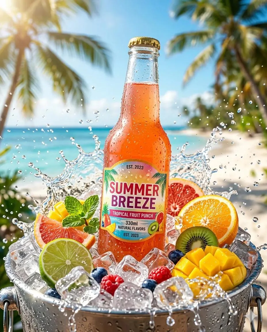 Una botella de bebida fría y refrescante