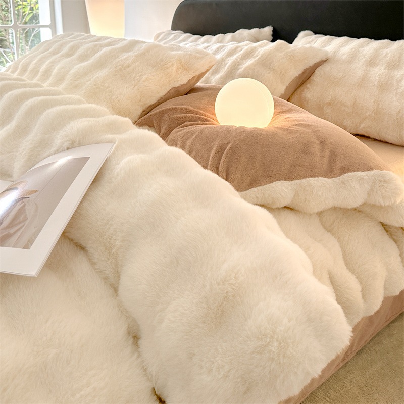 Winter-Bettwäsche-Set aus Milchfaser-Fleece, extra dick