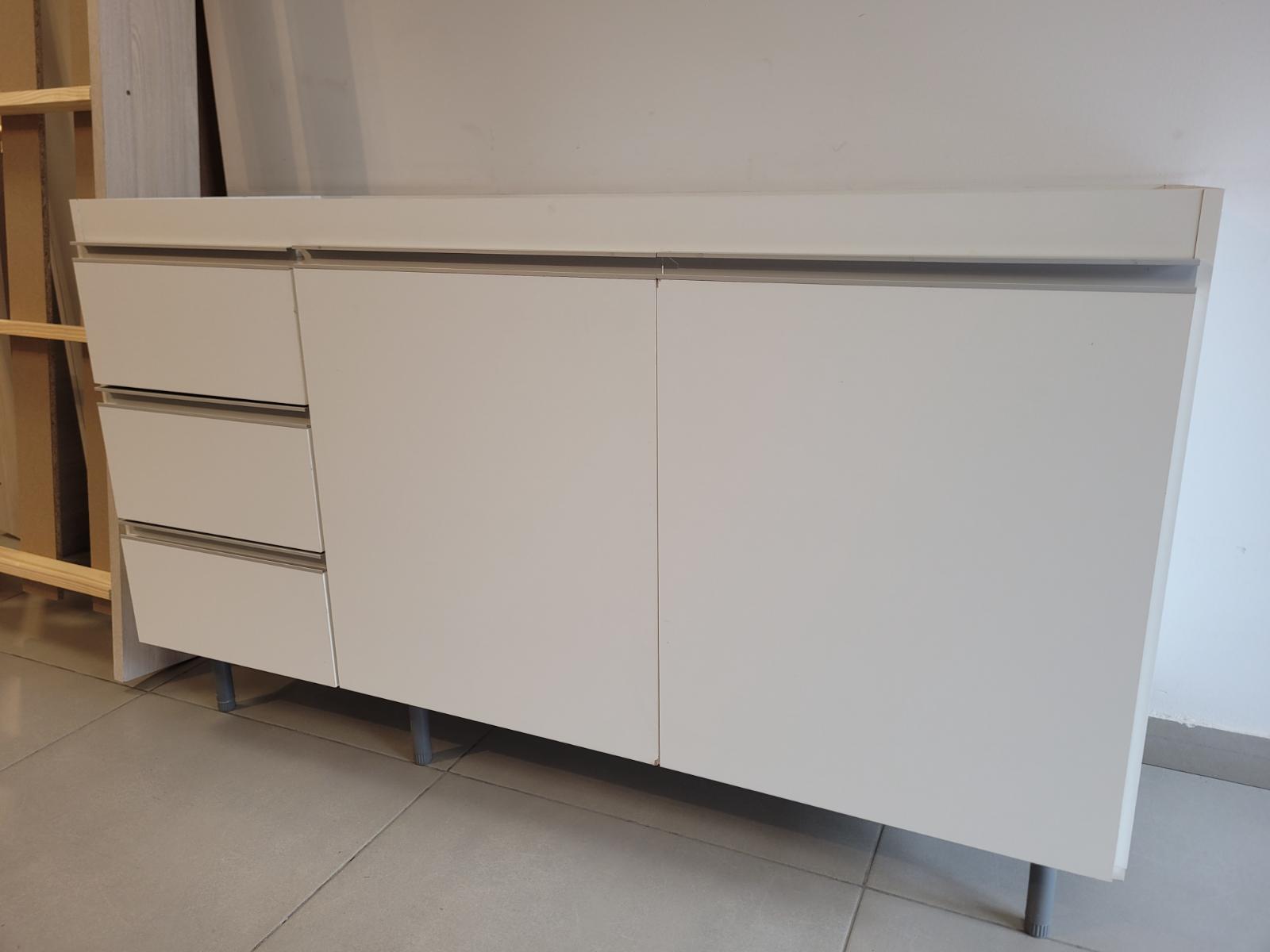 BAJO MESADA ARCO 1.40 2P 3C BLANCO ALUM.