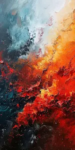 Dynamic Abstract Painting Texture of Fire and Ice Clash