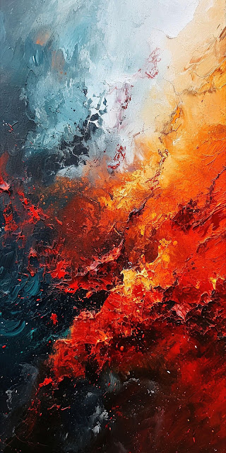 Dynamic Abstract Painting Texture of Fire and Ice Clash - Free mobile Wallpaper