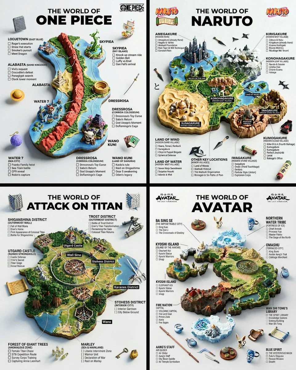 Un póster infográfico hiperrealista con guía del mundo 3D para [MOSTRAR].