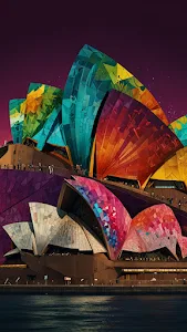 Sydney Opera House Abstract Mosaic Colorful Architecture