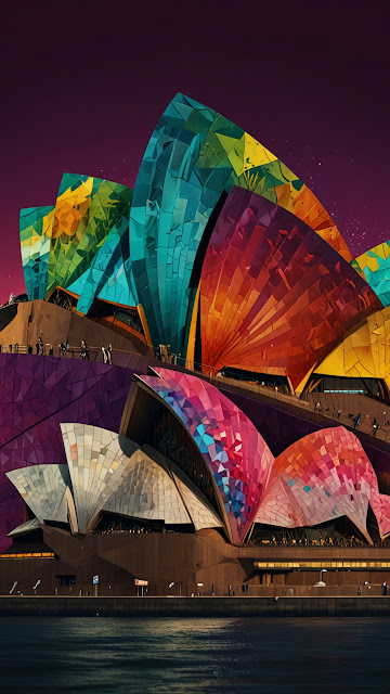 Sydney Opera House Abstract Mosaic Colorful Architecture - Free mobile Wallpaper