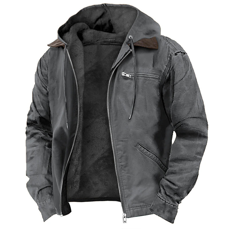 Men's Padded Hoodie with Zipper Pockets
