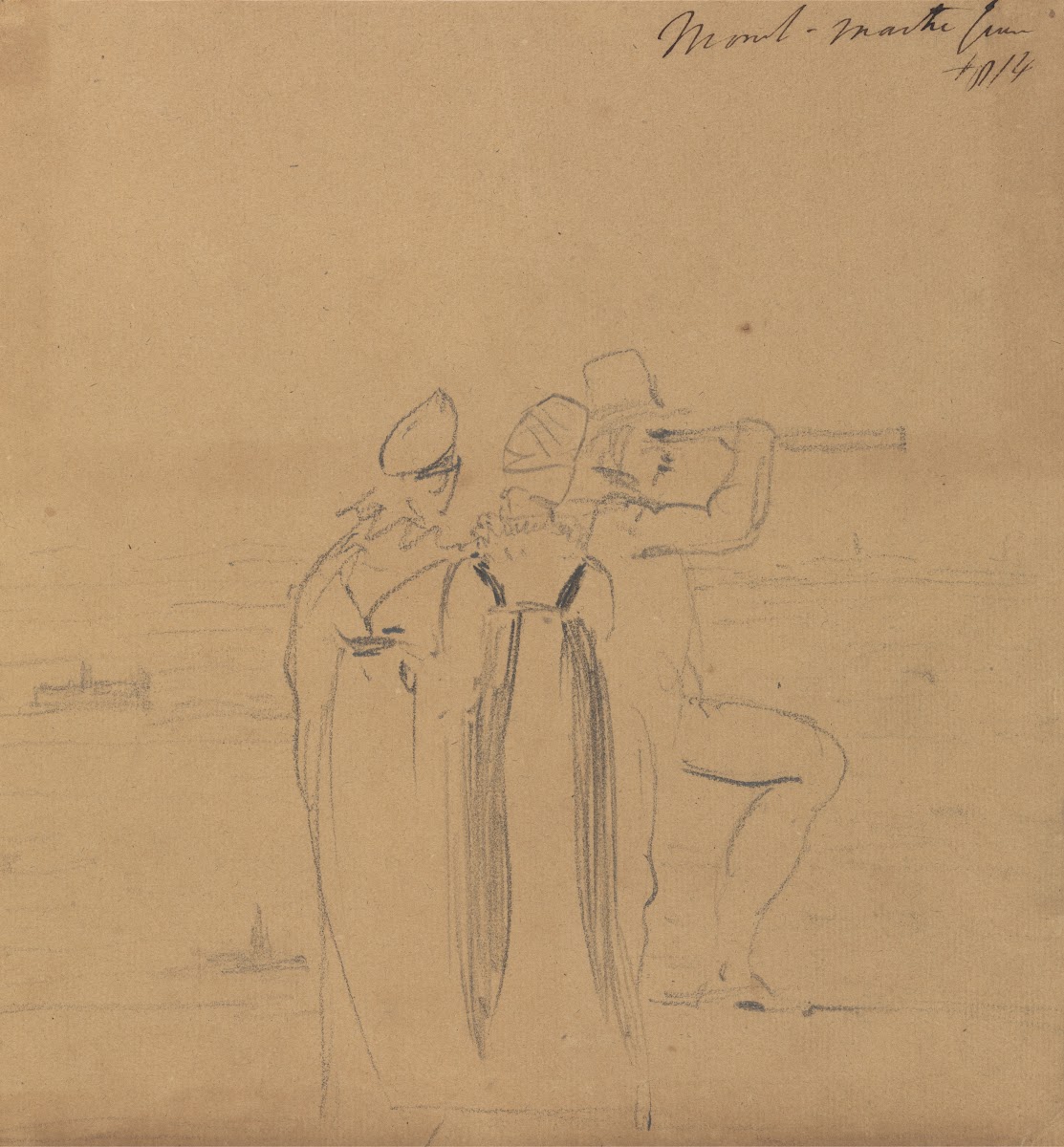 Study of a Man Looking Through a Telescope Accompanied by Two Women 1814