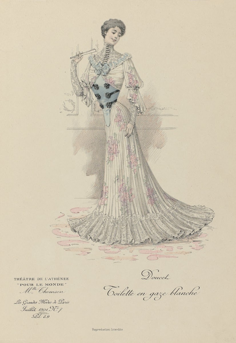 Les Grandes Modes De Paris  Doucet Toilette En Gaze Blanche 1901