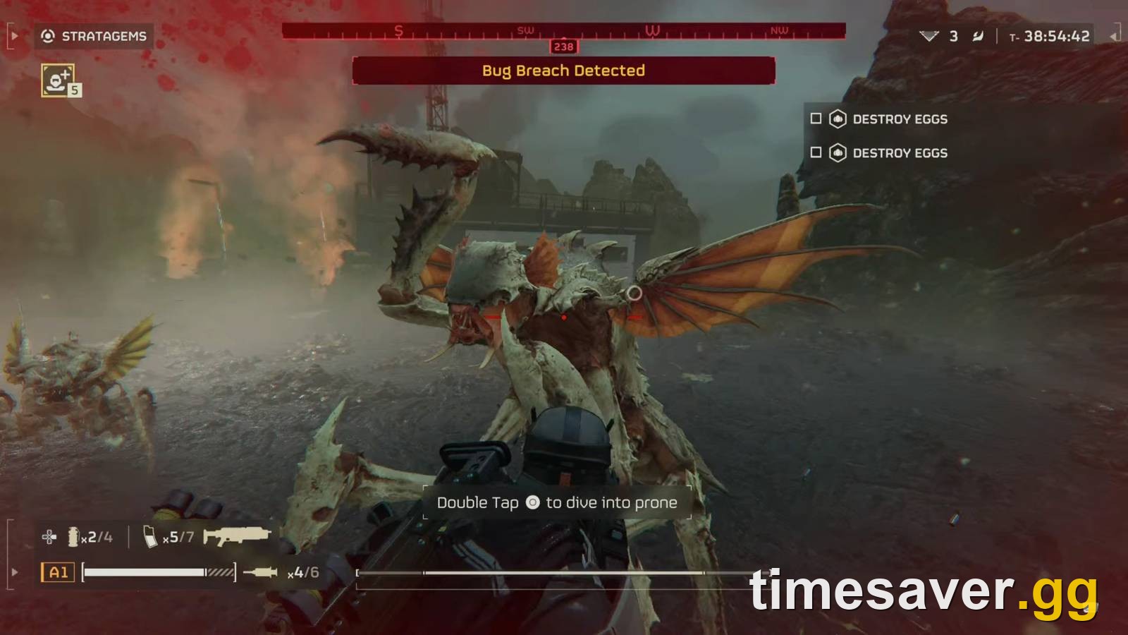 Helldivers 2 squad fighting a Terminid bug breach