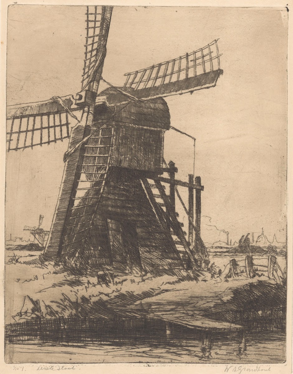 Molen aan het water bij Leiden 1888 1934