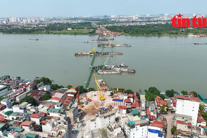 Hà Nội đẩy nhanh thi công cầu Trần Hưng Đạo vượt sông Hồng - Báo Tin Tức TTXVN