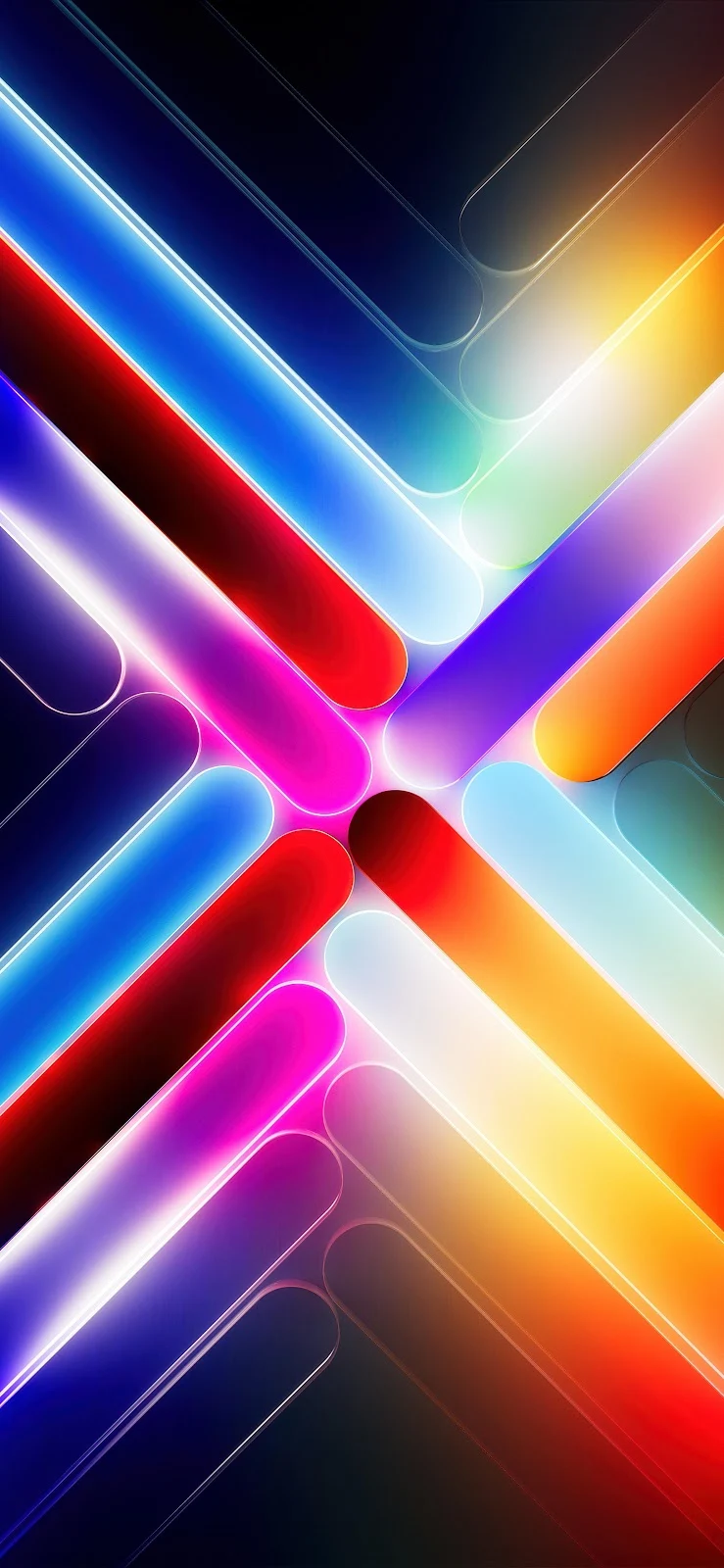 Vibrant Glowing Diagonal Lines - Digital Abstract Art 4K iPhone Wallpaper (2363x5119)