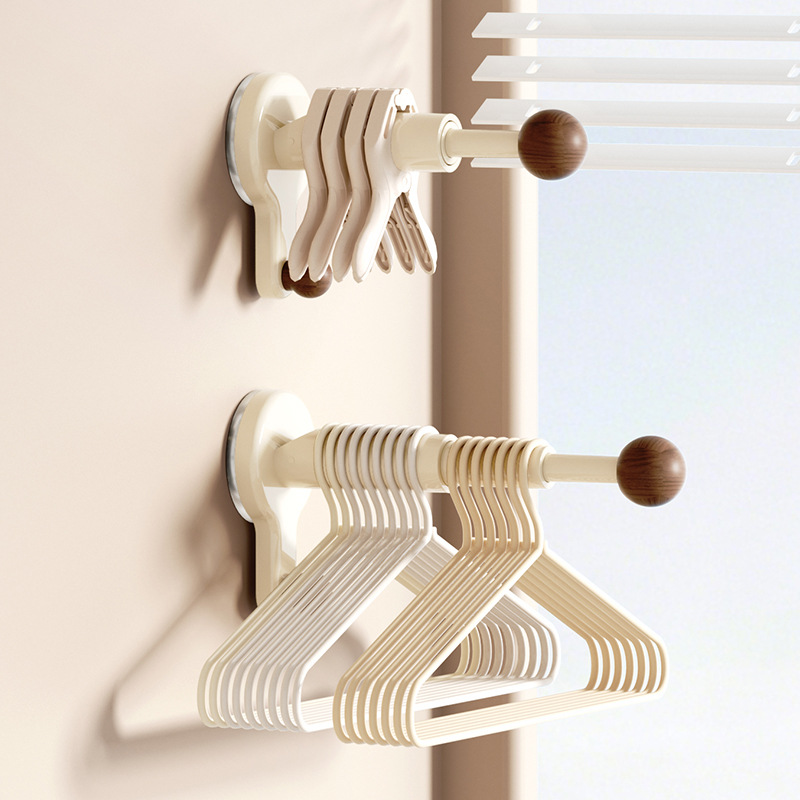 Extendable clothing rod, wall-mounted, no drilling