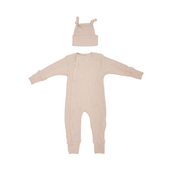 Дитячий набір Twins Ego Baby Boy (чоловічок на блискавці і шапка) 62р бежевий