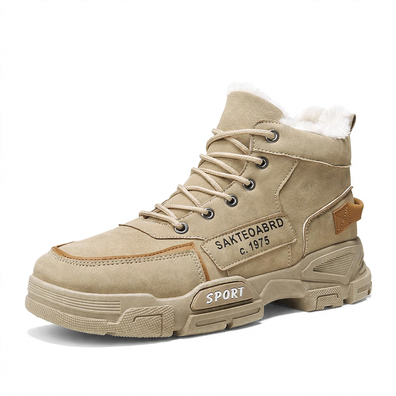 Insulated Men's Winter Boots, High-Top, PU Upper Material