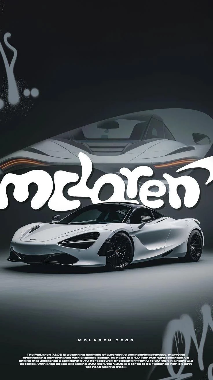 Sleek White McLaren 720S Supercar - Automotive Graphic Design iPhone Wallpaper (736x1308)