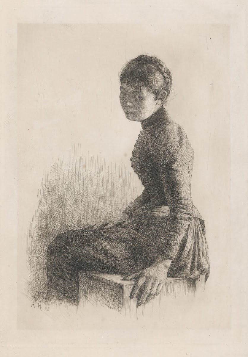 Sediaca mladá žena 1892