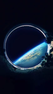 Earth Horizon View from Spacecraft Porthole Window