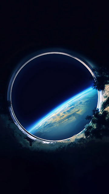 Earth Horizon View from Spacecraft Porthole Window - Free mobile Wallpaper