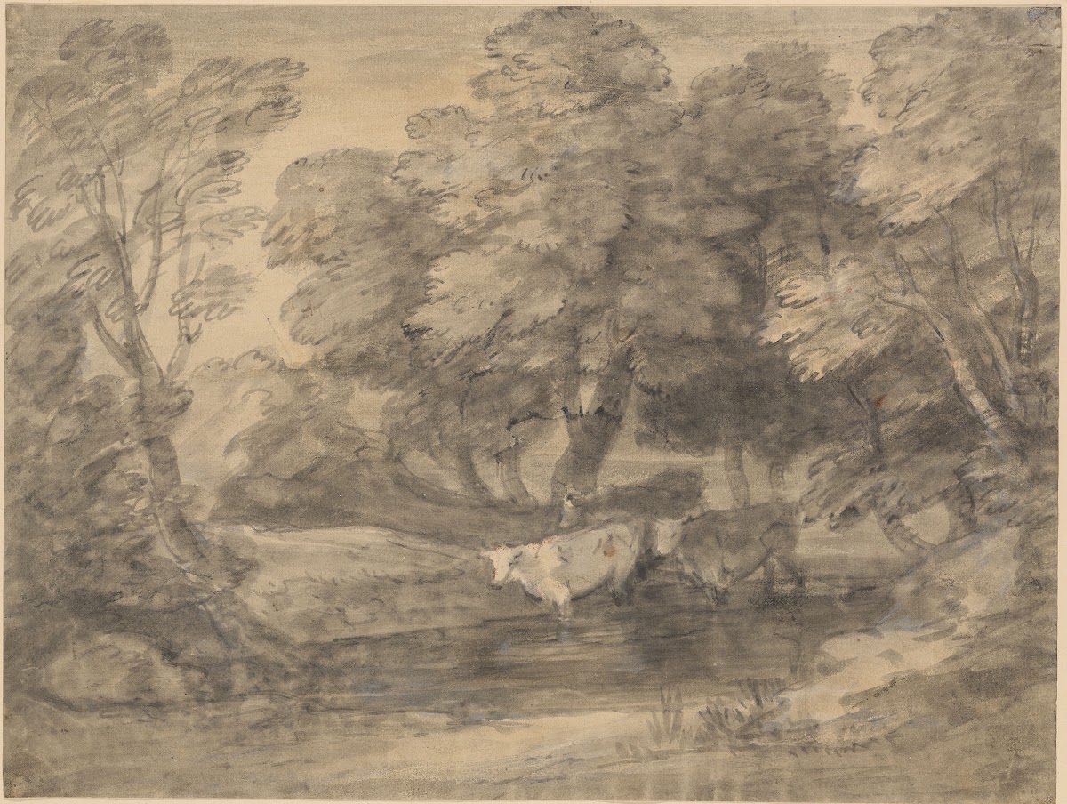 Wooded Landscape with Cows in a Pool ca 1780 1785