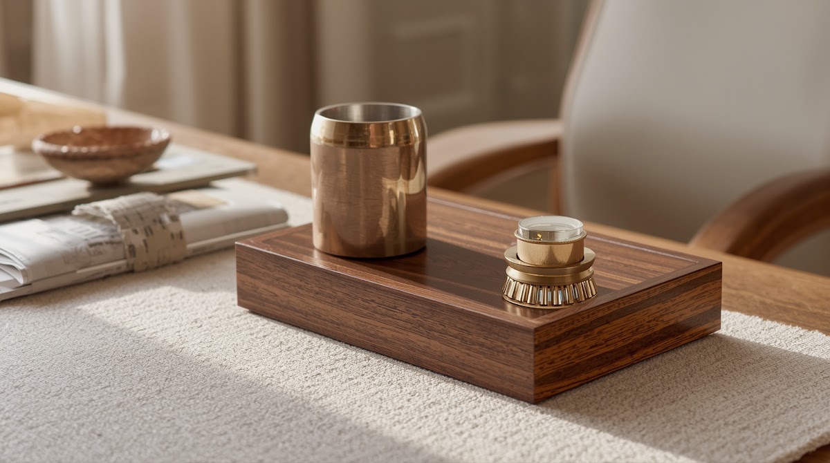 How to Make Chrome Home Office Accessories Work With a Wood Desk - chrome accents used in living room bedroom and dining room