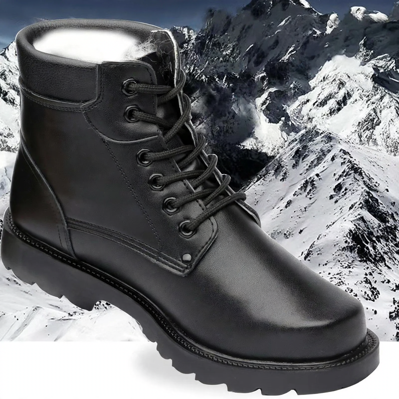 Warm men's winter boots with shearling