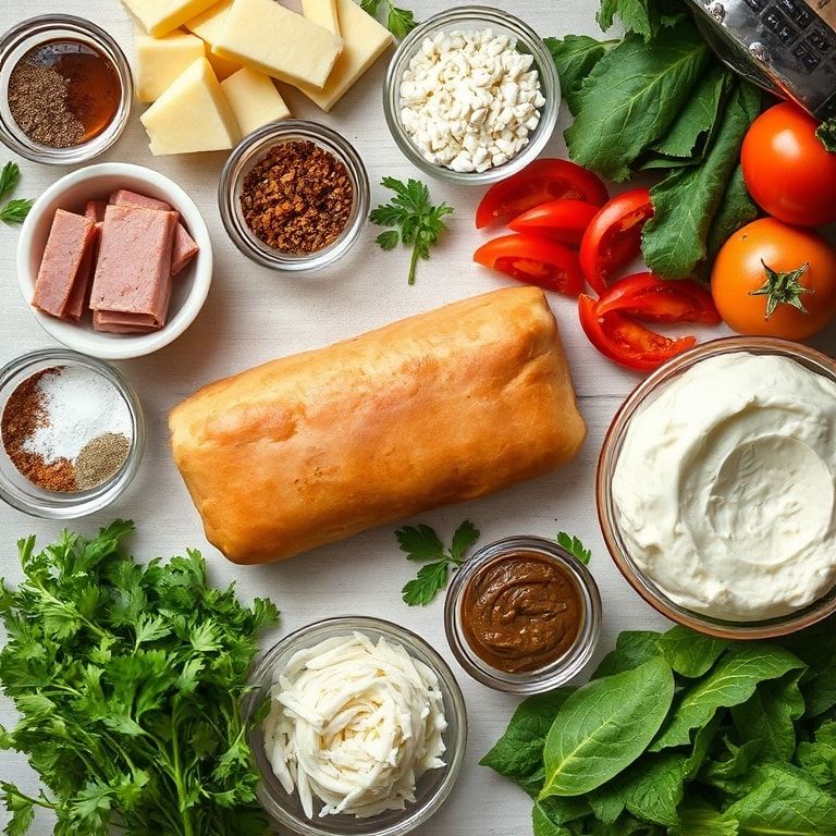 Ingredients for Easy Ham and Cheese Stromboli Recipe Ready in 40 Minutes: Quick & Cheesy Family Favorite