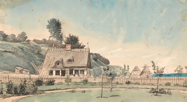 Kystlandskab med stråtækte huse 1839   1849
