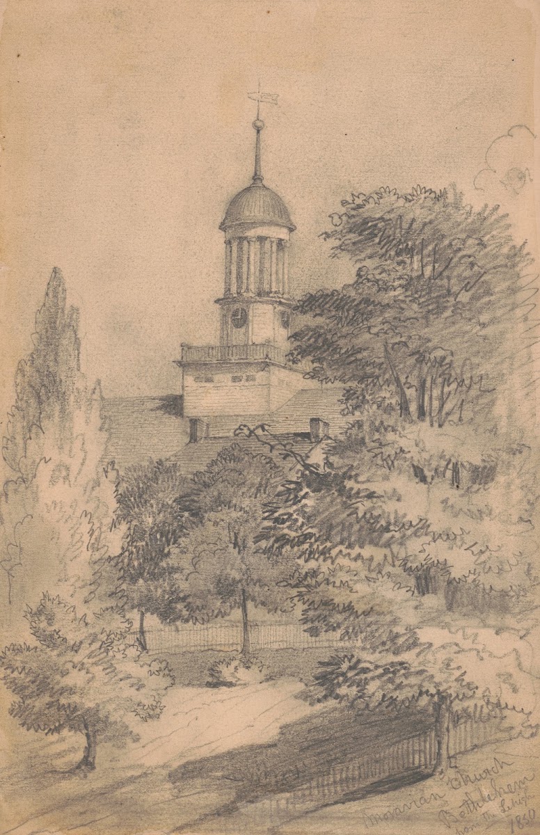 Moravian Church Bethlehem from the Lehigh 1850