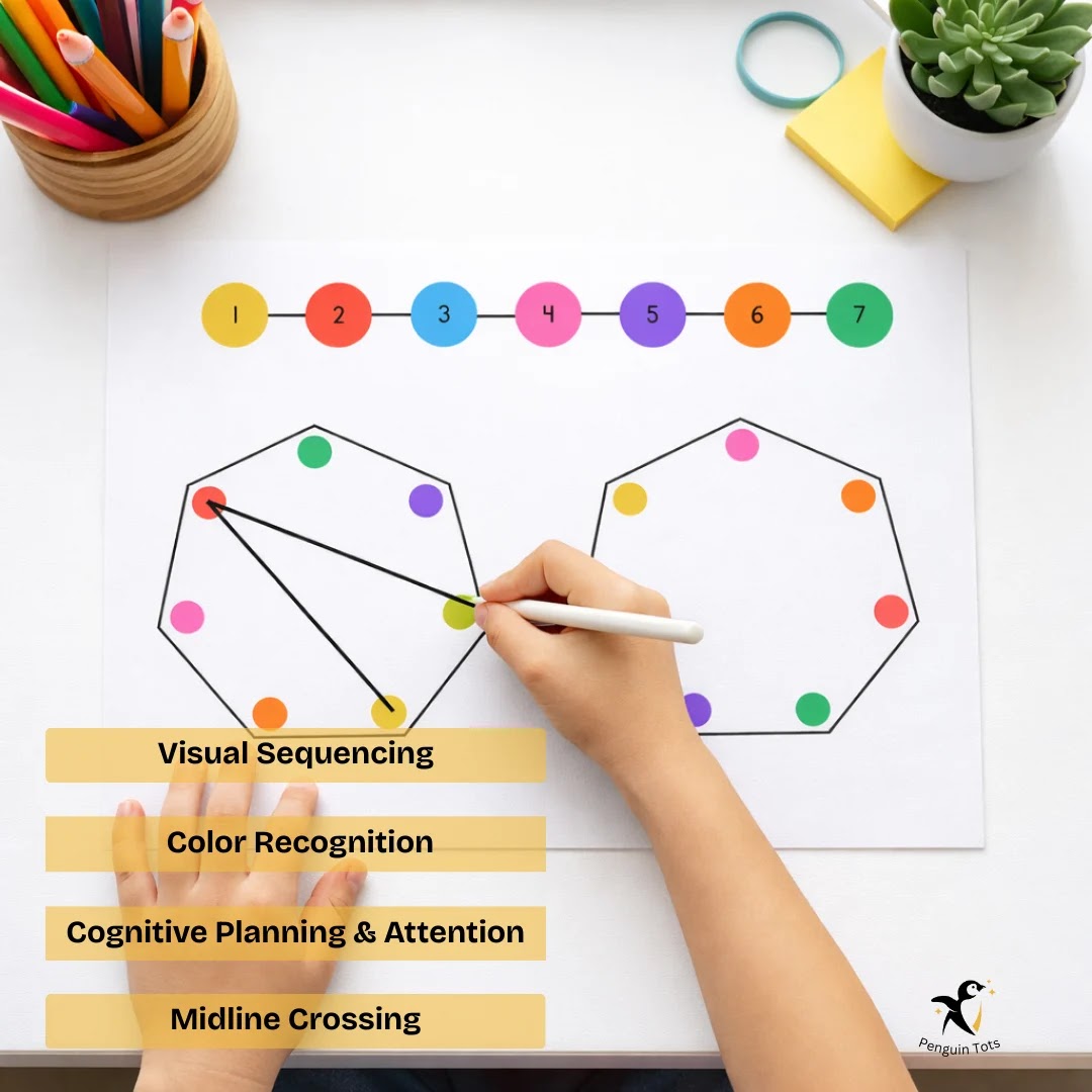 Color Coding Dot Connection Activity | Visual Sequencing, Pattern Replication & Working Memory