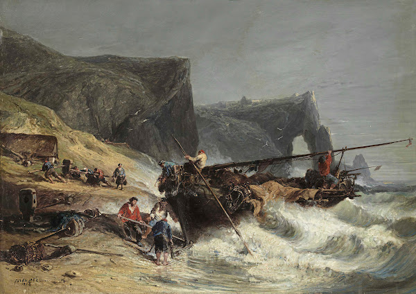 Fishermen Bringing In A Boat 1858
