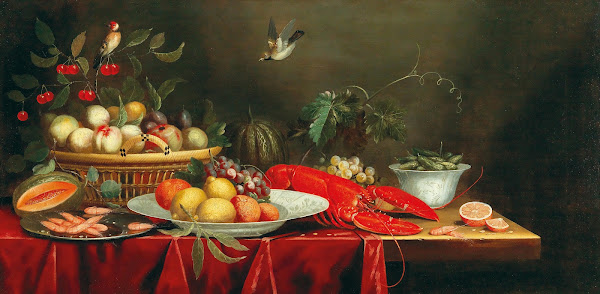 A Still Life With Fruit And A Lobster