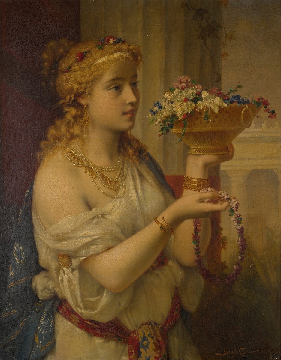Young girl with flowers 1871