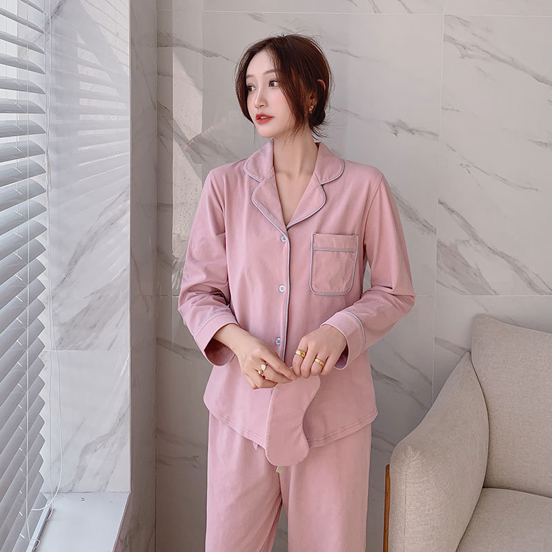 Damen-Pyjama-Set, Baumwolle, Langarm, festliches Design