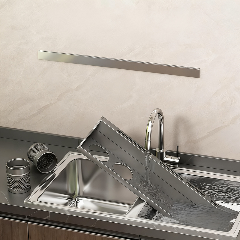 Wall shelf for kitchen, aluminum, no drilling