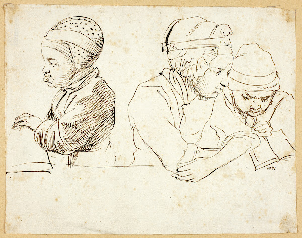 Sketches of Head Eyes Lips and Flowers 18th century