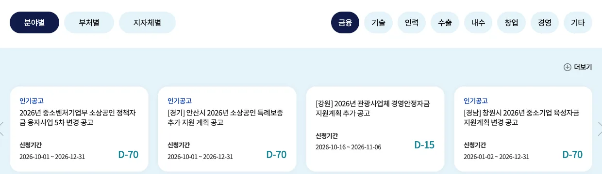 기업마당 누리집의 서울 소상공인 폐업지원 300만원 신청 안내 화면