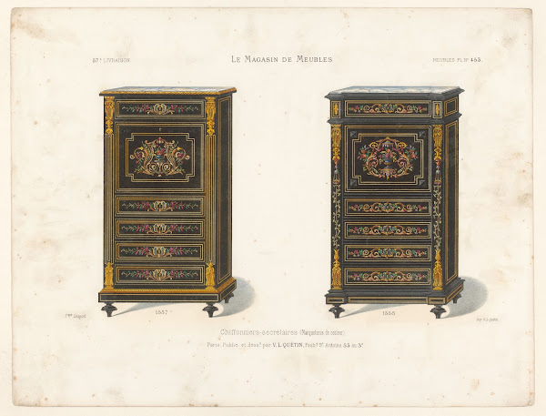 Chiffonniers secrétaires Marqueterie de couleur 1832   1904