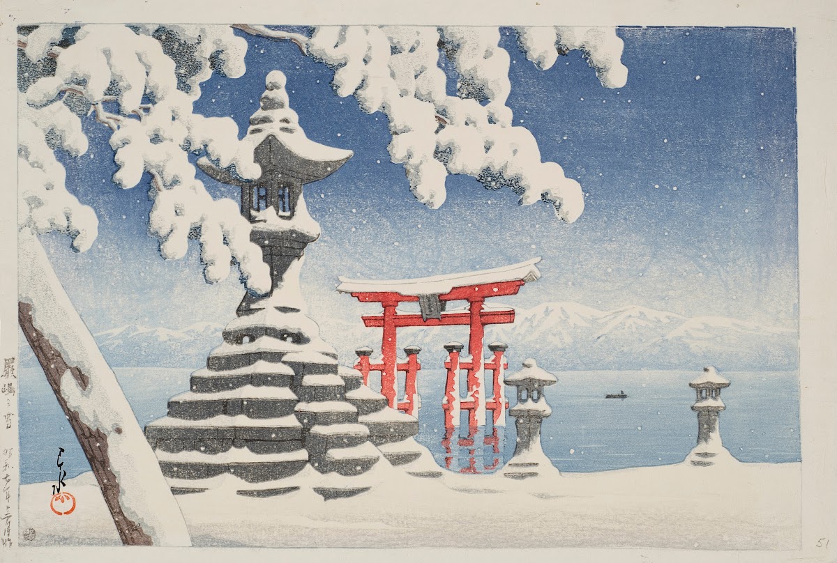 Itsukushima no yuki Snow at Itsukushima 1932