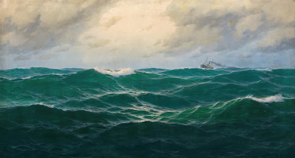 A Seascape With Steamer On The Horizon