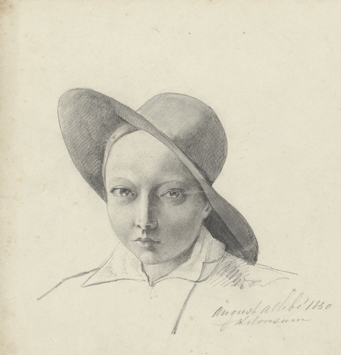 Portret van een jongen met een hoed 1850