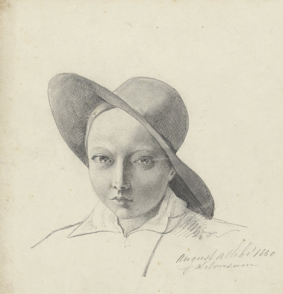 Portret van een jongen met een hoed 1850
